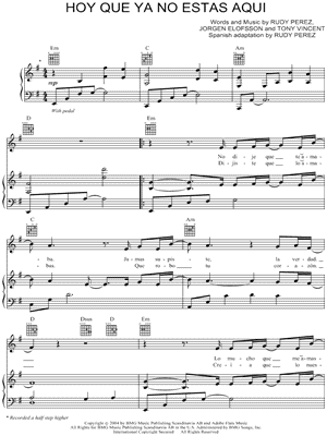 Hoy Que Ya No Estas Aqui Sheet Music by Il Divo - Piano/Vocal/Guitar