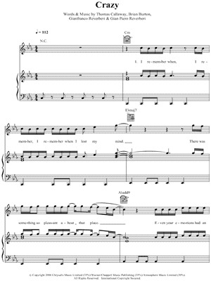 Crazy Sheet Music by Gnarls Barkley - Piano/Vocal/Guitar