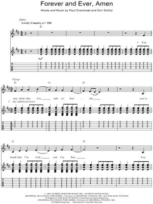 Forever and Ever, Amen Sheet Music by Randy Travis - Guitar TAB