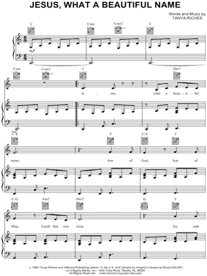 Jesus, What a Beautiful Name Sheet Music by Hillsong - Piano/Vocal/Guitar