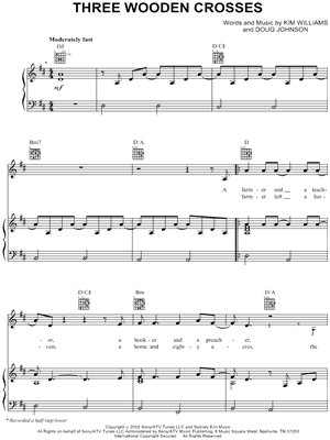 Three Wooden Crosses Sheet Music by Randy Travis - Piano/Vocal/Guitar