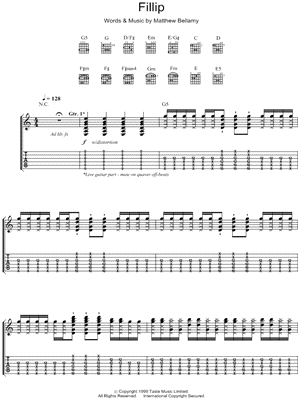 Fillip Sheet Music by Muse - Guitar TAB