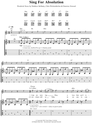 Sing for Absolution Sheet Music by Muse - Guitar TAB