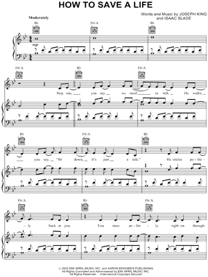Image of The Fray - How To Save a Life Sheet Music (Digital Download)