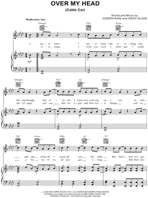Over My Head (Cable Car) (Piano Vocal, Sheet music) The Fray