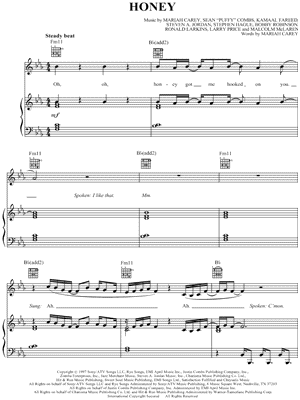 Honey Sheet Music by Mariah Carey - Piano/Vocal/Guitar