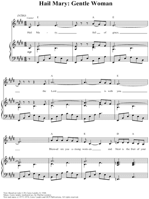 Hail Mary: Gentle Woman Sheet Music by Carey Landry - Piano/Vocal/Chords