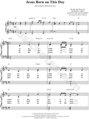 Mariah Carey "Jesus Born on This Day" Sheet Music (Easy Piano) - Download & Print