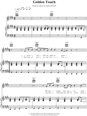 Golden Touch Sheet Music by Razorlight - Piano/Vocal/Guitar, Singer Pro