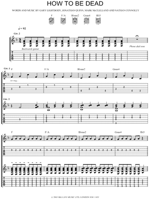 How To Be Dead Sheet Music by Snow Patrol - Guitar TAB