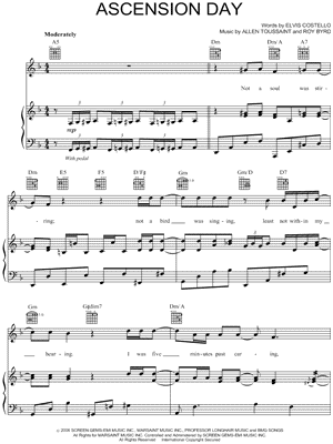 Ascension Day Sheet Music by Elvis Costello - Piano/Vocal/Guitar