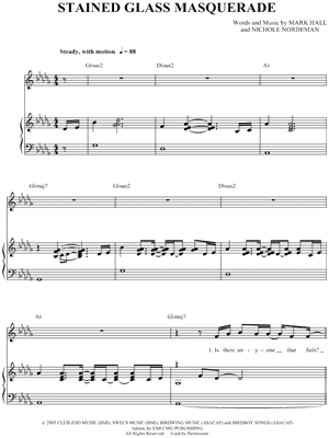 Stained Glass Masquerade Sheet Music by Casting Crowns - Piano/Vocal/Chords, Singer Pro photo