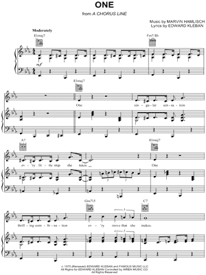 One Sheet Music from A Chorus Line - Piano/Vocal/Guitar, Singer Pro
