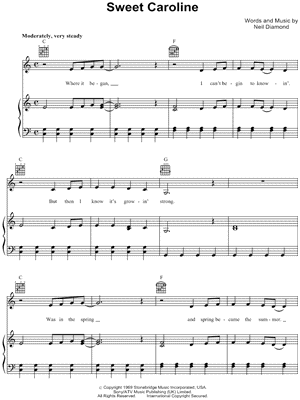 Neil Diamond - SWEET CAROLINE Sheet Music (Digital Download)