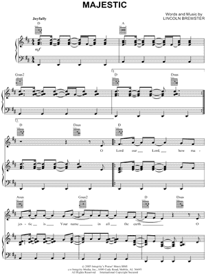 Majestic Sheet Music by Lincoln Brewster - Piano/Vocal/Guitar