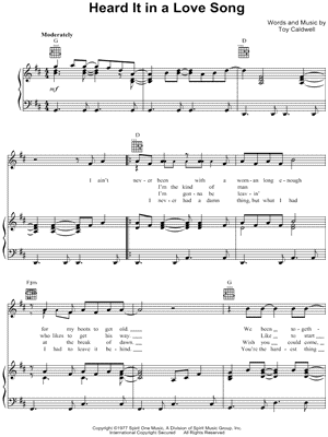 Heard It In a Love Song Sheet Music by The Marshall Tucker Band - Piano/Vocal/Guitar