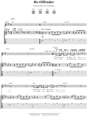 Re-Offender Sheet Music by Travis - Guitar TAB