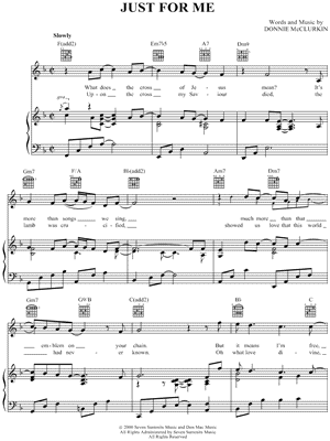 Just for Me Sheet Music by Donnie McClurkin - Piano/Vocal/Guitar