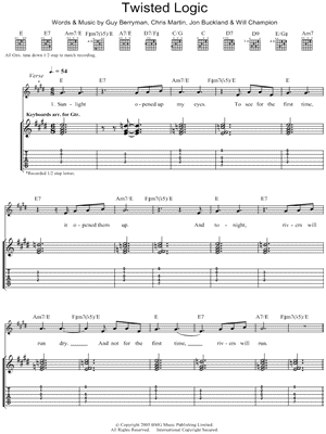 Twisted Logic Sheet Music by Coldplay - Guitar TAB