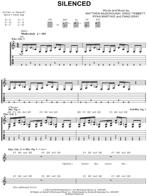 Silenced Sheet Music by Mudvayne - Guitar Recorded Versions (with TAB), Guitar TAB Transcription/Guitar Recorded Versions (with TAB);Guitar TAB Transcription