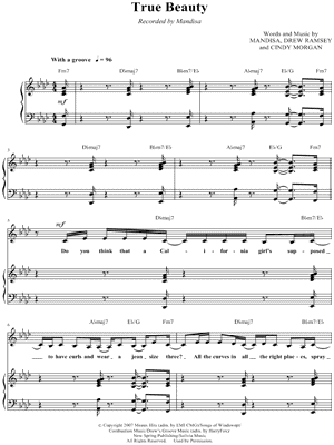 True Beauty Sheet Music by Mandisa - Piano/Vocal/Chords, Singer Pro