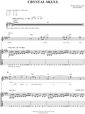 Crystal Skull Sheet Music by Mastodon - Authentic Guitar TAB, Guitar TAB Transcription/Authentic Guitar TAB;Guitar TAB Transcription