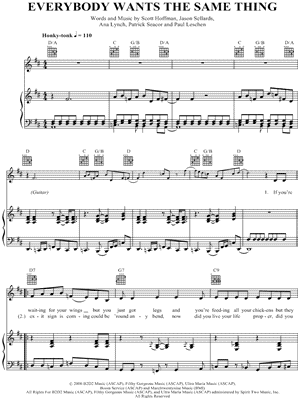 Everybody Wants the Same Thing Sheet Music by Scissor Sisters - Piano/Vocal/Guitar