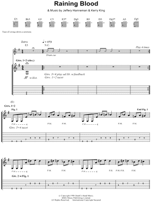 Raining Blood Sheet Music by Slayer - Guitar TAB