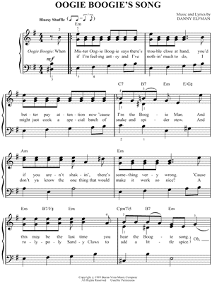 Oogie Boogie's Song Sheet Music from The Nightmare Before Christmas - Easy Piano
