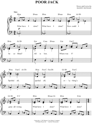 "Poor Jack" from 'The Nightmare Before Christmas' Sheet Music (Easy Piano) - Download & Print