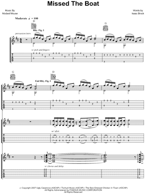 Image of Modest Mouse - Missed the Boat Guitar Tab (Digital Download)