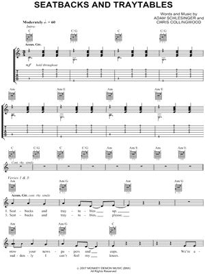Seatbacks and Traytables Sheet Music by Fountains of Wayne - Authentic Guitar TAB, Guitar TAB Transcription/Authentic Guitar TAB;Guitar TAB Transcription