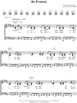 Be Praised Sheet Music by Michael Gungor - Piano/Vocal/Guitar