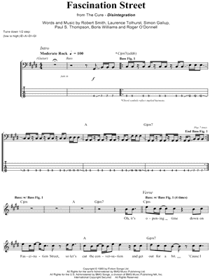 Image of The Cure - Fascination Street Sheet Music (Digital Download)