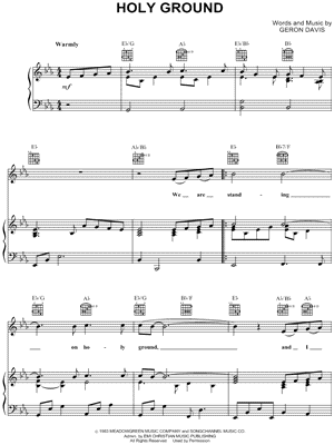 download digital sheet music of geron davis for piano vocal and guitar holy ground geron davis sheet music