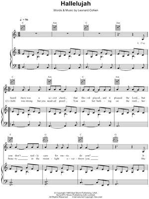 Hallelujah Piano Sheet Music