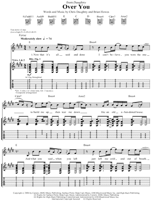 daughtry over you bass tabs