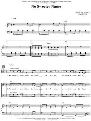 No Sweeter Name - 5 Prints Sheet Music by Gateway Worship - SATB Choir + Piano