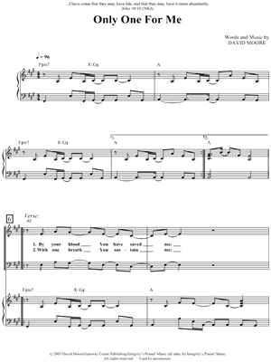 Only One for Me Sheet Music by Gateway Worship - Hymn