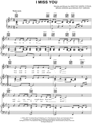 Image of Miley Cyrus - I Miss You Sheet Music (Digital Download)