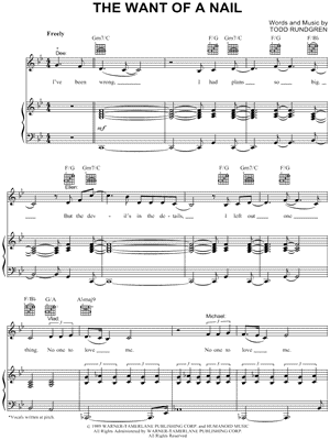 The Want of a Nail Sheet Music from Camp - Piano/Vocal/Guitar, Singer Pro