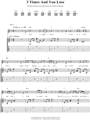 3 Times and You Lose Sheet Music by Travis - Guitar TAB