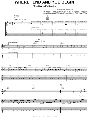 Where I End and You Begin Sheet Music by Radiohead - Guitar TAB