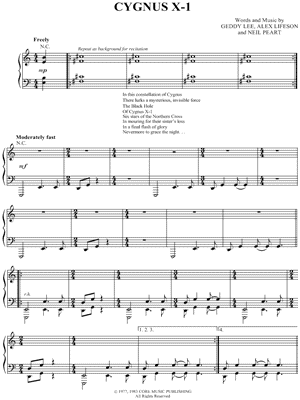 Cygnus X-1 Sheet Music by Rush - Piano/Vocal/Guitar, Singer Pro
