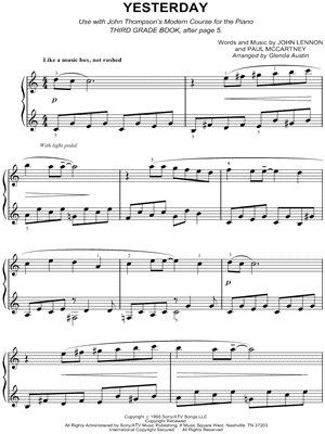 Image of The Beatles - Yesterday Sheet Music (Digital Download)