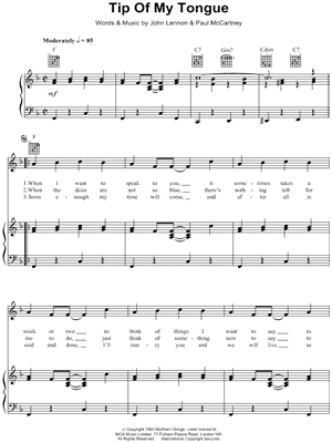 Tip of My Tongue Sheet Music by Tommy Quickly - Piano/Vocal/Guitar