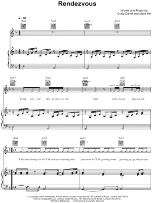 Rendezvous Sheet Music by Craig David - Piano/Vocal/Guitar, Singer Pro
