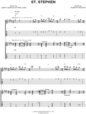 St. Stephen Sheet Music by Grateful Dead - Authentic Guitar TAB, Guitar TAB Transcription/Authentic Guitar TAB;Guitar TAB Transcription
