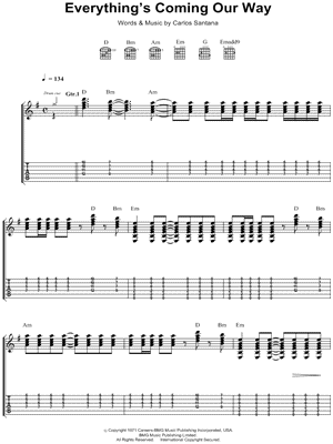 Everything's Coming Our Way Sheet Music by Santana - Guitar TAB