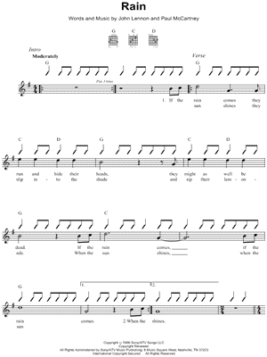 Rain Sheet Music by The Beatles - Easy Guitar